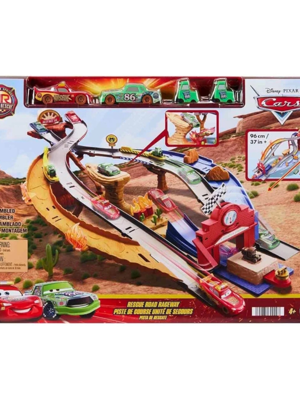 Disney and Pixar Cars Radiator Springs Race & Rescue Raceway Playset with 4 cars